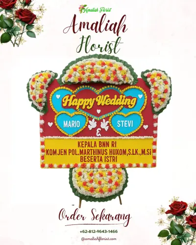 Karangan Papan Bunga Pernikahan di Cisampang